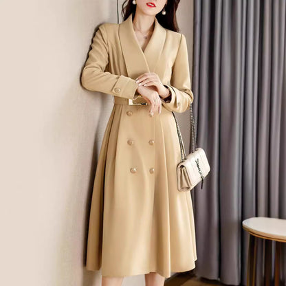 Spring And Autumn Elegant Khaki Women's Mid-length Fashionable High-grade Jacket CJWY1912078