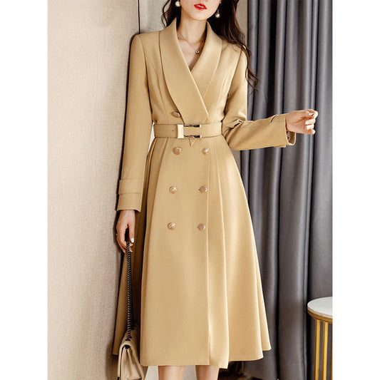 Spring And Autumn Elegant Khaki Women's Mid-length Fashionable High-grade Jacket CJWY1912078