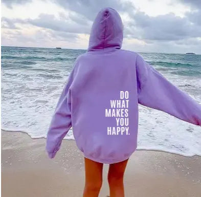 Loose Sport Hoodie Do What Makes You Happy Print Sweatshirt Hoodie Clothing - InsPrint  - Loose Sport Hoodie Do What Makes You Happy Print Sweatshirt Hoodie Clothing - InsPrint -  - #tag1# - Loose Sport Hoodie Do What Makes You Happy Print Sweatshirt Hoodie Clothing - InsPrint