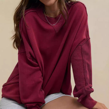 Line Slit Solid Color Loose Sweatshirt CJWY1912078