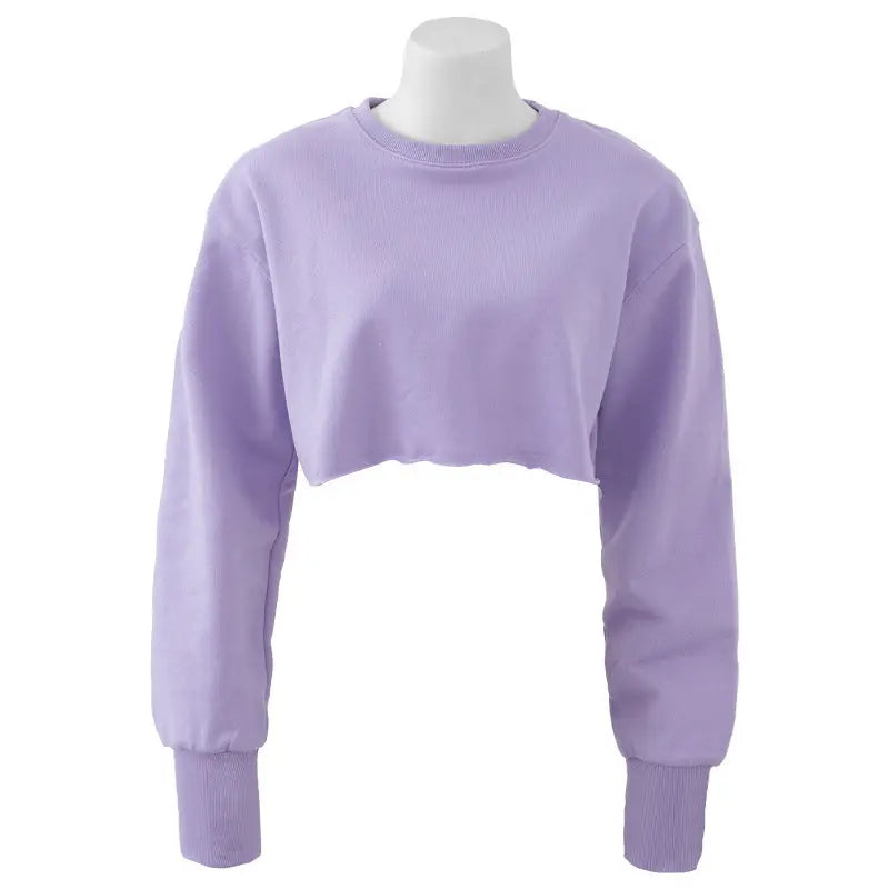 Women's Fashion Solid Color Short Sweatshirt - InsPrint