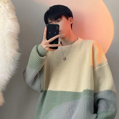 Men's Lazy High-grade Hong Kong Style Youth Round Neck Pullover Sweater CJWY1912078