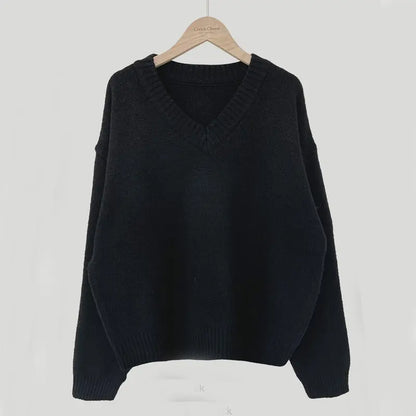 South Korea Basic Style V-neck Pullover Sweater Thermal Knitting - InsPrint