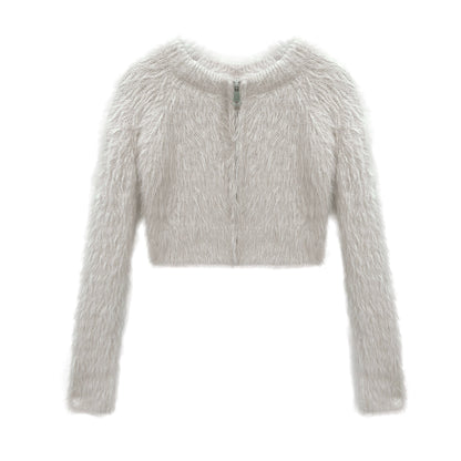 Pure Desire Style Hot Girl Mink-like Wool Short Sweater Top Elegant Slim Sexy Niche Cardigan CJMY1912096