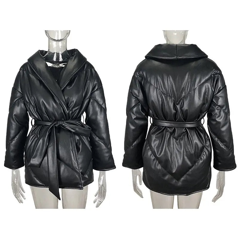 Winter Parkas For Women Loose Leather Coats Ladies Jackets - InsPrint