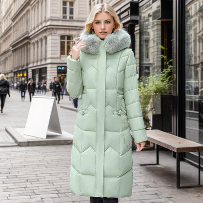 Winter Long Coat With Thickened Fur Collar Straight Slim Cotton-padded Jacket Women CJWY1912078