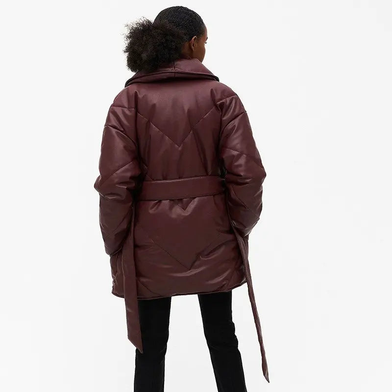 Winter Parkas For Women Loose Leather Coats Ladies Jackets - InsPrint