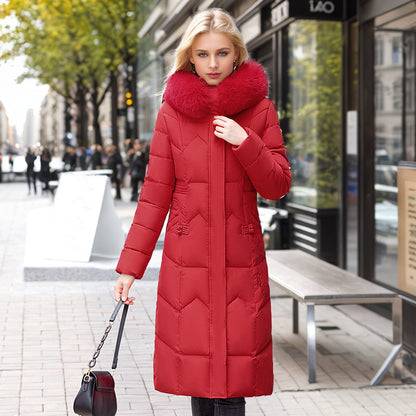 Winter Long Coat With Thickened Fur Collar Straight Slim Cotton-padded Jacket Women CJWY1912078