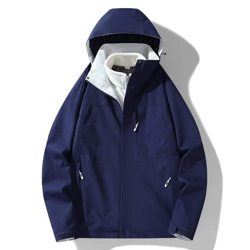 Three-in-one Removable Fleece-lined Thickened Windproof Waterproof Jacket - InsPrint