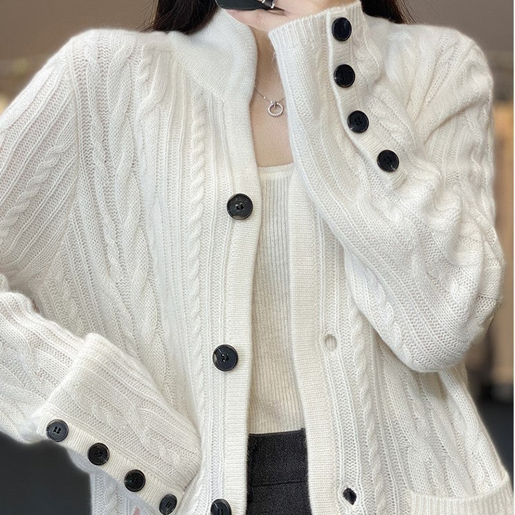 Style Pocket Knitted Wool Jacket - InsPrint