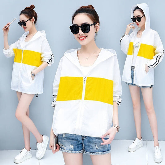 Summer Mid-length Colour Matching Loose hoodie CJWY1912078