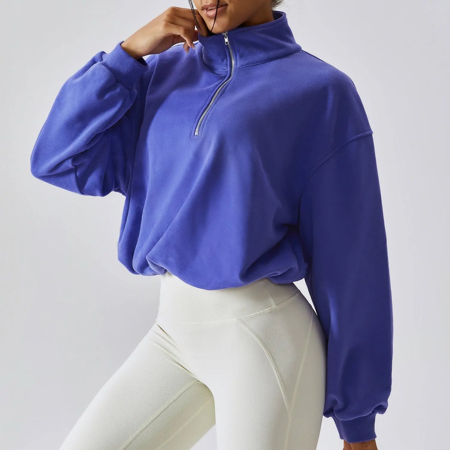 Pullover High Neck Fitness Sports Sweatshirt For Women - InsPrint