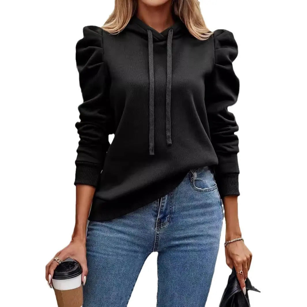 Solid Color Long-sleeved Casual Women's Top Hoodie - InsPrint