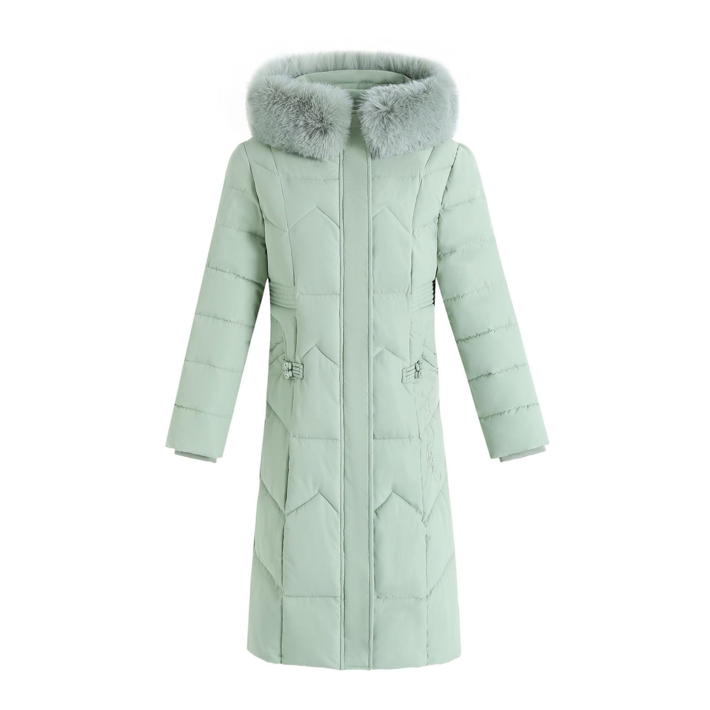 Winter Long Coat With Thickened Fur Collar Straight Slim Cotton-padded Jacket Women CJWY1912078