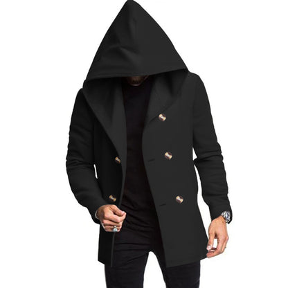 Men's Mid-length Slim Trench Coat Hooded Solid Color jacket - InsPrint  - Men's Mid-length Slim Trench Coat Hooded Solid Color jacket - InsPrint  - Men's Mid-length Slim Trench Coat Hooded Solid Color jacket - InsPrint -  - #tag1# - 